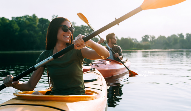 Couple kayaking